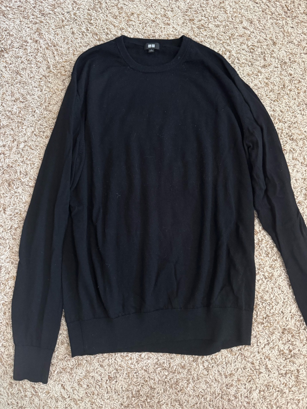 UNIQLO Men’s Merino Black Crew Neck Sweater